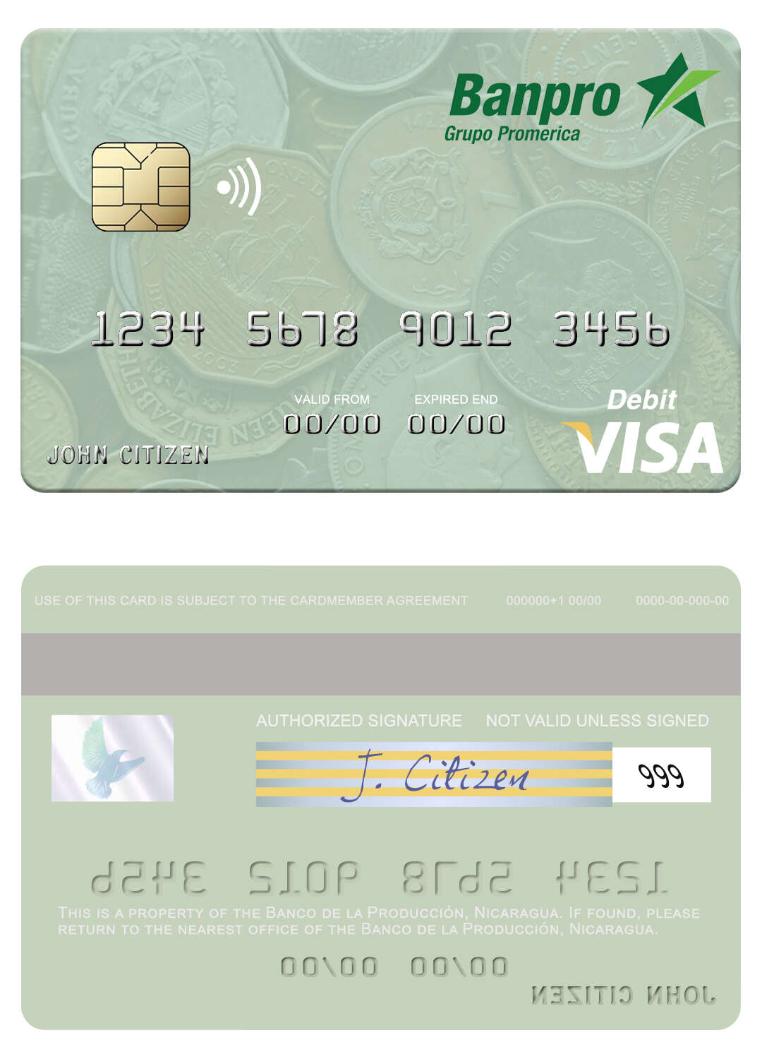 Nicaragua Banco de la Produccion visa debit card